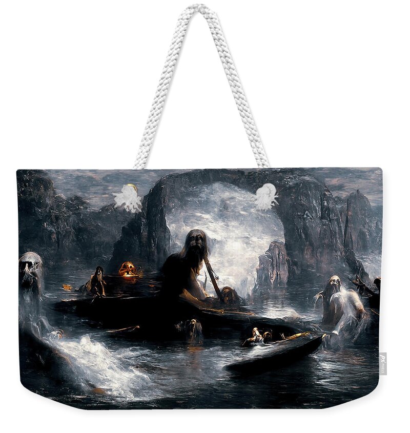 Styx Weekender Tote Bag featuring the painting The damned souls of the River Styx, 02 by AM FineArtPrints