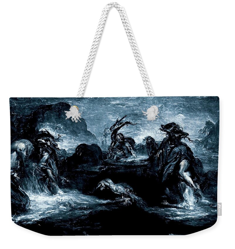 Styx Weekender Tote Bag featuring the painting The damned souls of the River Styx, 04 by AM FineArtPrints