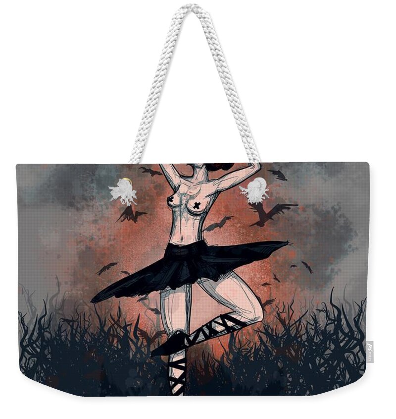 Plague Weekender Tote Bag featuring the drawing The Dance by Ludwig Van Bacon