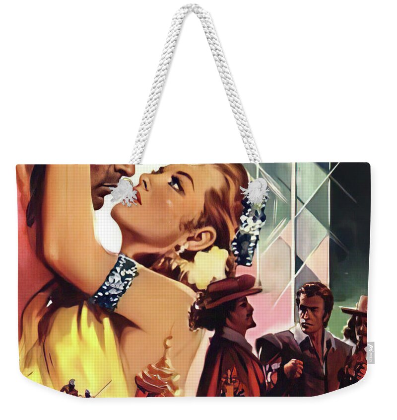 Diamond Weekender Tote Bag featuring the painting ''The Diamond Queen'', 1953, movie poster painting by Luigi Martinati by Movie World Posters