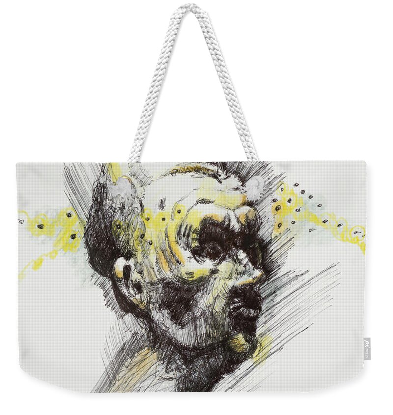 #bertillon Weekender Tote Bag featuring the drawing The Dormant 1 by Veronica Huacuja