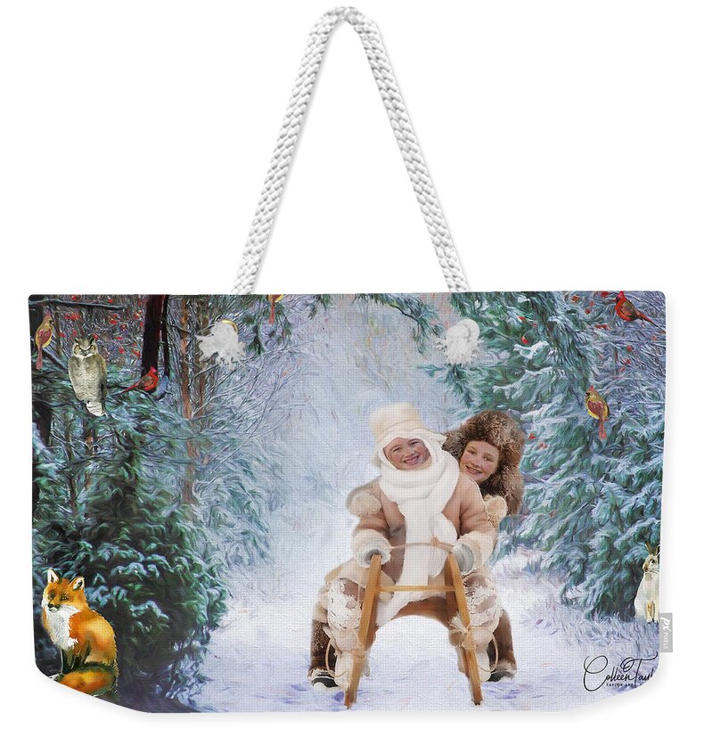 Paintings Of Children Weekender Tote Bag featuring the mixed media The Enchanted Forest by Colleen Taylor