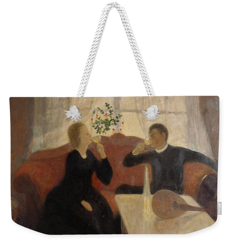 Bernhard Folkestad Weekender Tote Bag featuring the painting The engagement by O Vaering by Bernhard Folkestad
