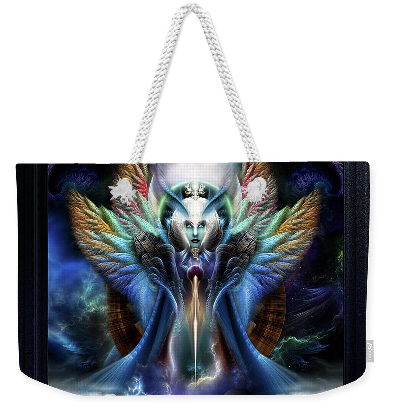 Fractal Weekender Tote Bag featuring the digital art The Eternal Majesty Of Thera Fractal Art Fantasy Portrait Composition by Xzendor7 by Xzendor7