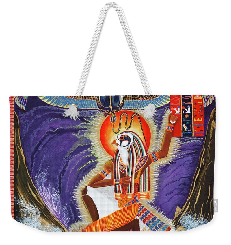 Ra Weekender Tote Bag featuring the mixed media The Father Ra by Ptahmassu Nofra-Uaa