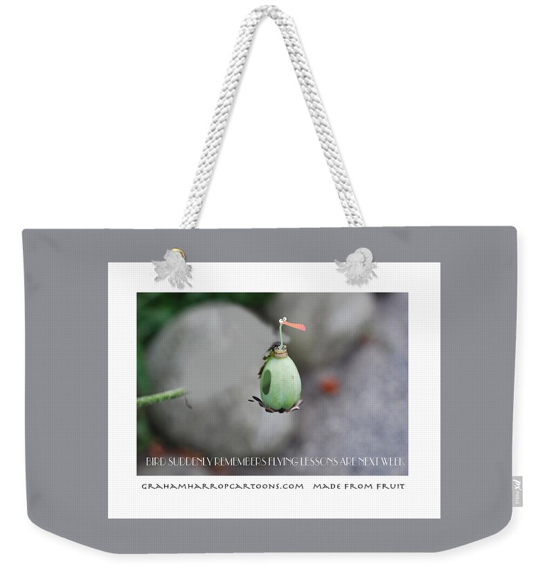 Birds Weekender Tote Bag featuring the digital art The Flying Lesson by Graham Harrop