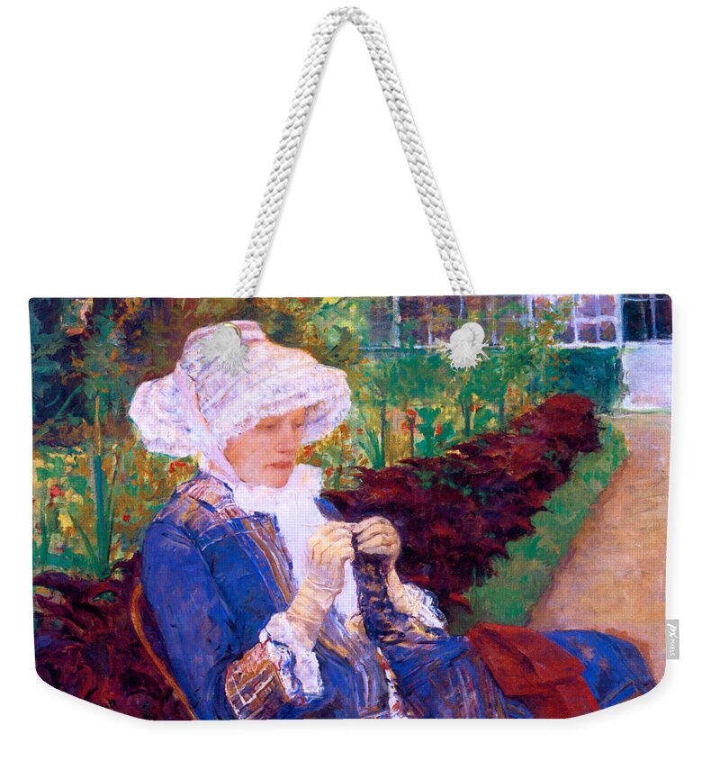 Mary Cassatt Weekender Tote Bag featuring the painting The Garden 1880 by Mary Stevenson Cassatt