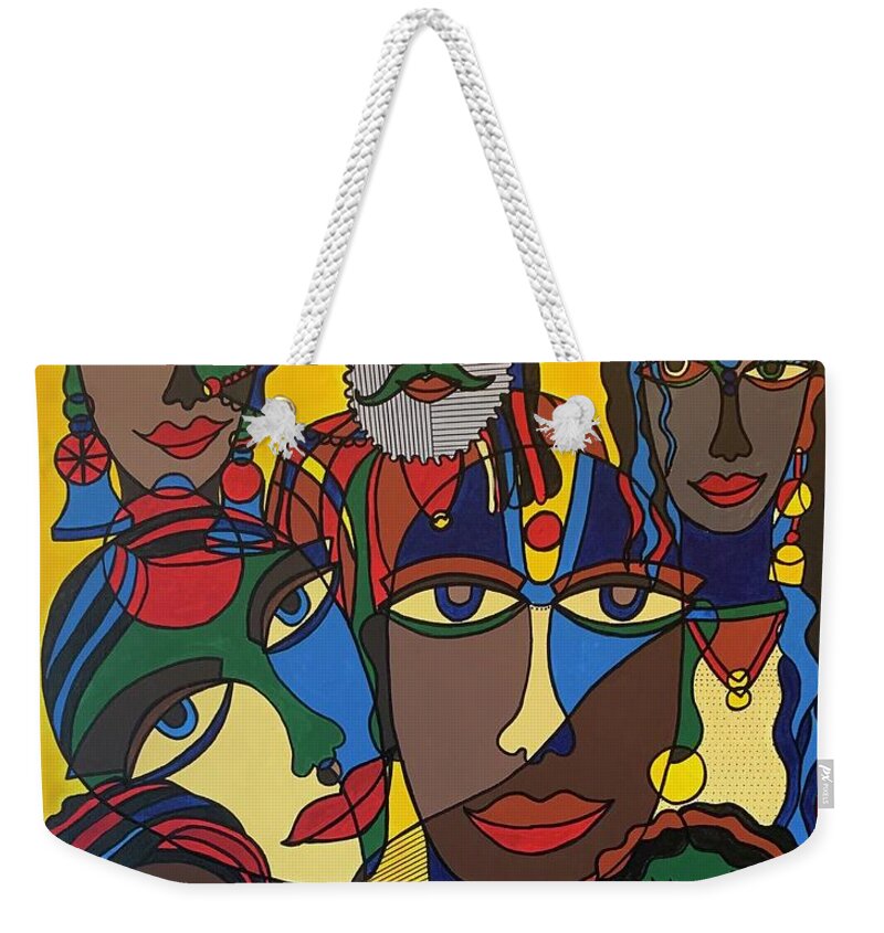 Cubism Weekender Tote Bag featuring the painting The Gathering by Raji Musinipally