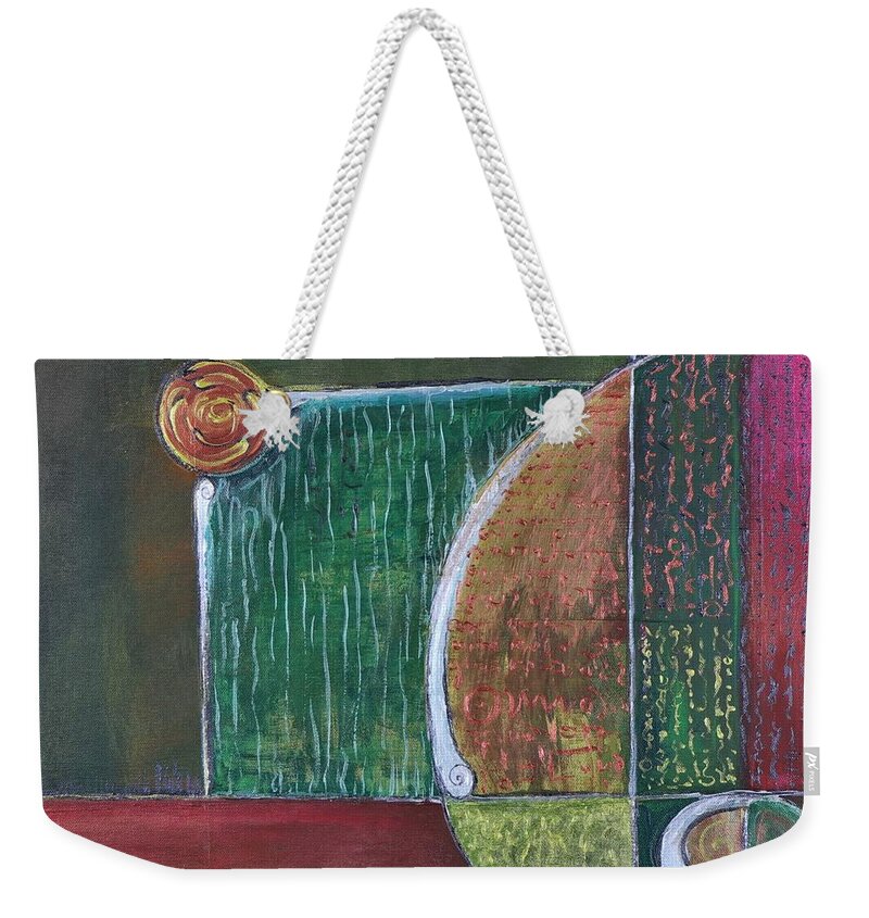 Abstract Weekender Tote Bag featuring the painting The Golden Mean by Raymond Fernandez
