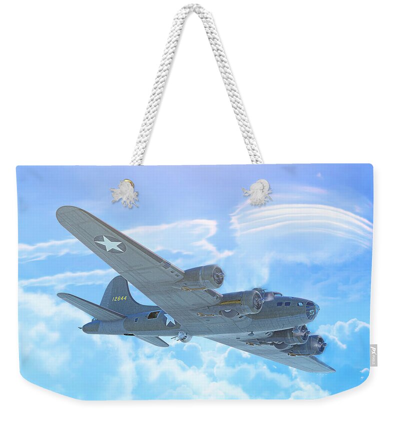 B-17 Weekender Tote Bag featuring the digital art The Great Bird at War by Hangar B Productions