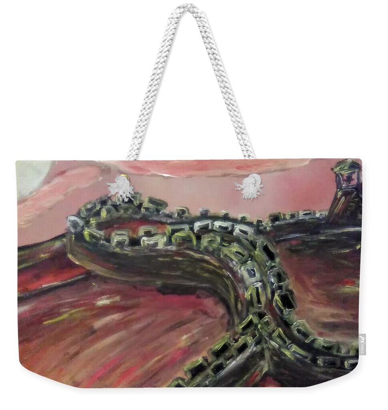 Great Wall Weekender Tote Bag featuring the painting The Great Wall by Andrew Blitman