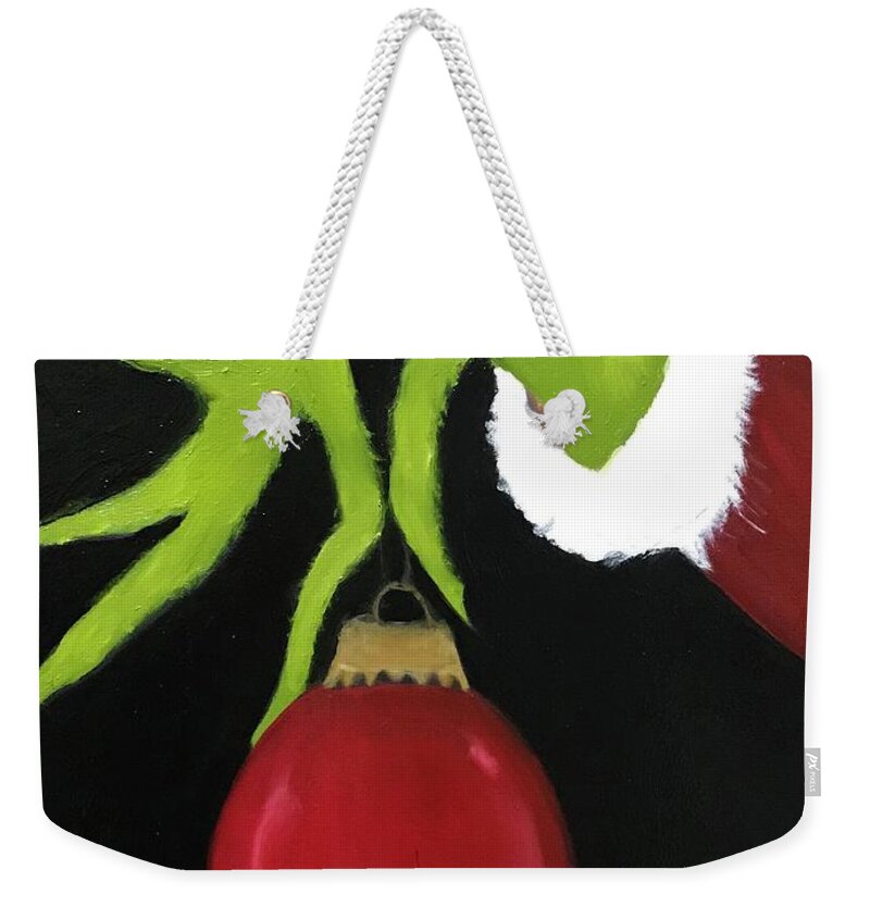 Original Art Work Weekender Tote Bag featuring the painting The Grinch Who Stole Christmas by Theresa Honeycheck