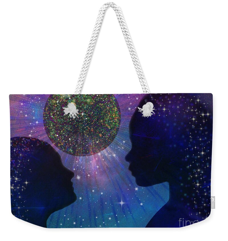 Mixed Media Art Weekender Tote Bag featuring the mixed media The Guardians by Diamante Lavendar