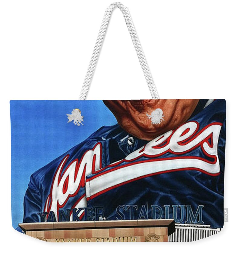 Yankees Weekender Tote Bag featuring the painting The House That George Built by Dan Menta