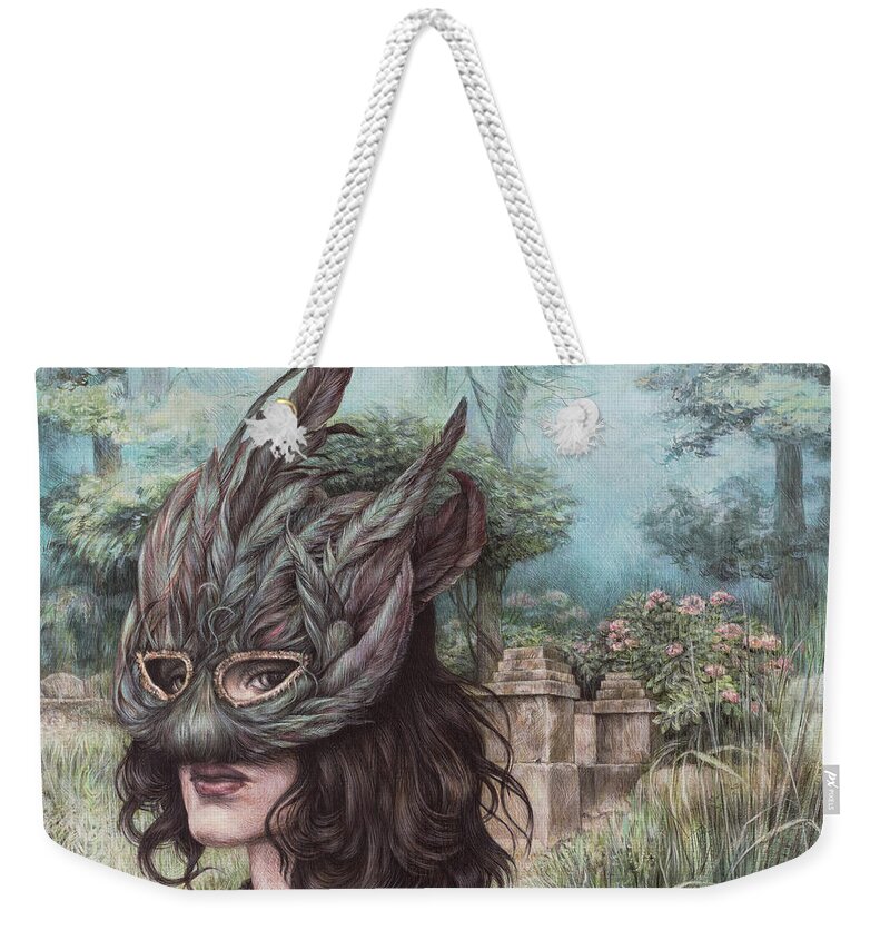 Painting Weekender Tote Bag featuring the painting The Huntress by Yvonne Wright