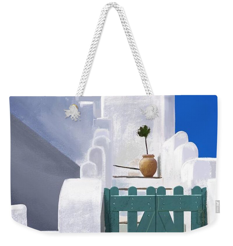 The Invitation - Santorini, Greece - Building Architecture - Coastal  Aesthetic - Blue, White Weekender Tote Bag by Cosmic Soup - Pixels