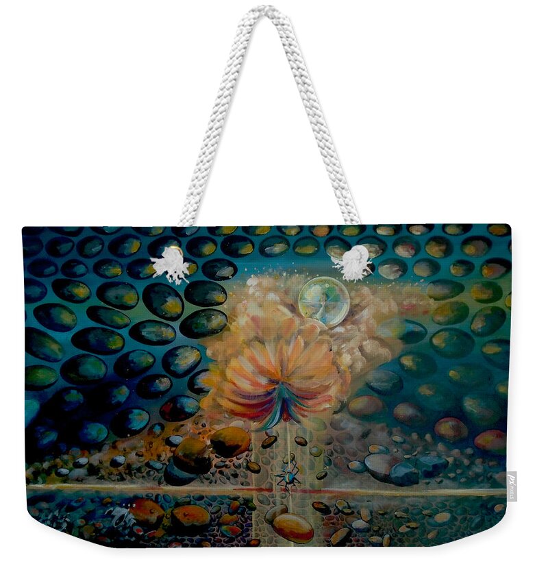 Pop-surrealism Weekender Tote Bag featuring the painting The Itsy Bitsy Spider by Mindy Huntress