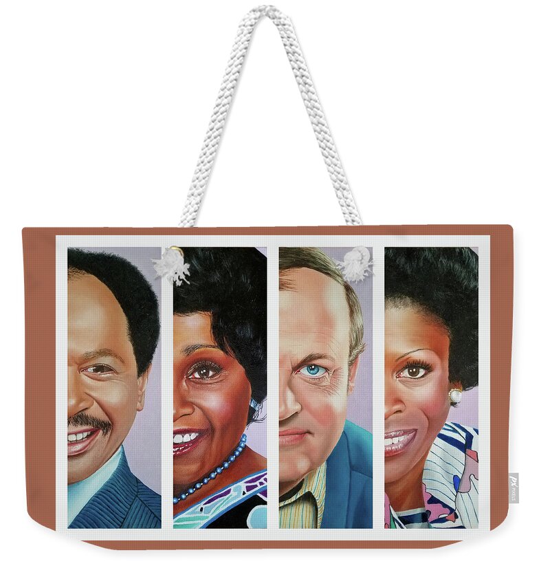 Tv Sitcom Weekender Tote Bag featuring the painting The Jeffersons by Vic Ritchey