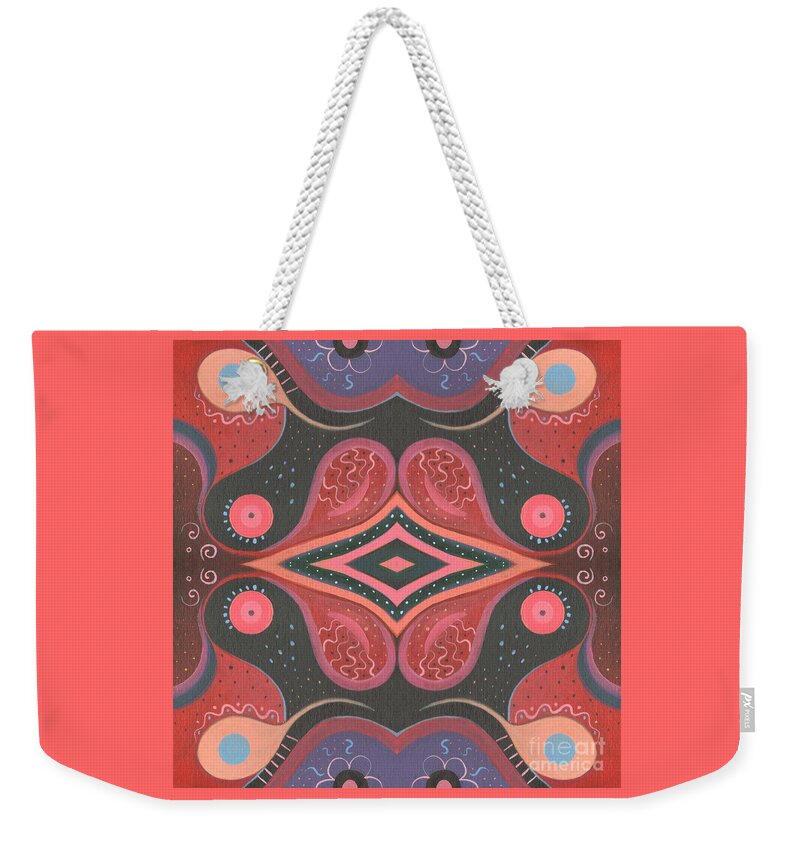 The Joy Of Design 68 Arrangement 1 By Helena Tiainen Weekender Tote Bag featuring the painting The Joy of Design 68 Arrangement 1 by Helena Tiainen