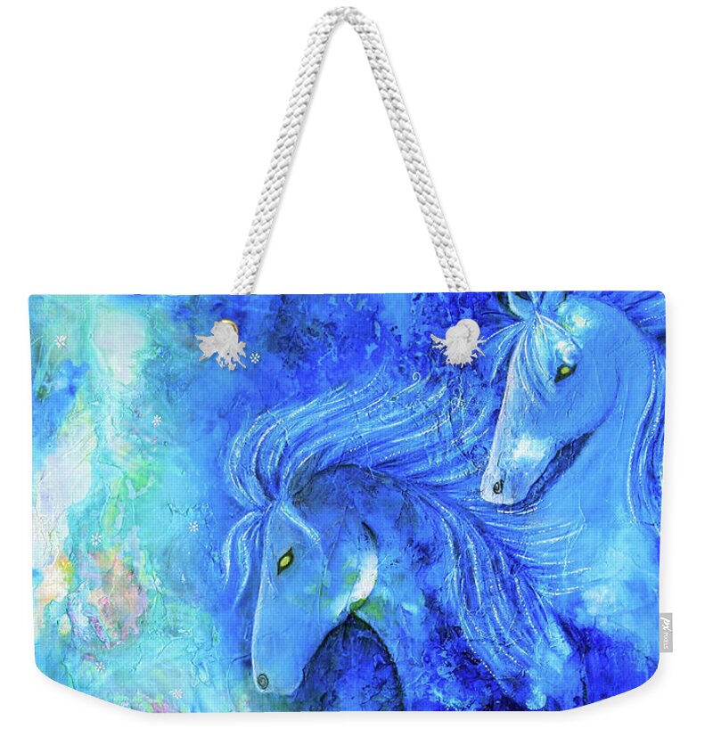 Water Horse Weekender Tote Bag featuring the painting The Kelpies by Winona's Sunshyne