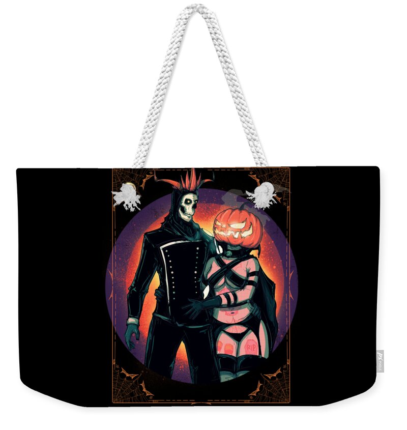 Halloween Weekender Tote Bag featuring the drawing The King and Queen by Ludwig Van Bacon