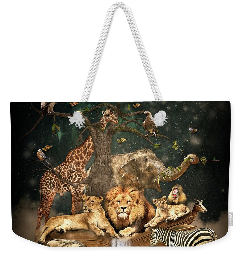 Lions Weekender Tote Bag featuring the photograph The Kingdom by Maggy Pease