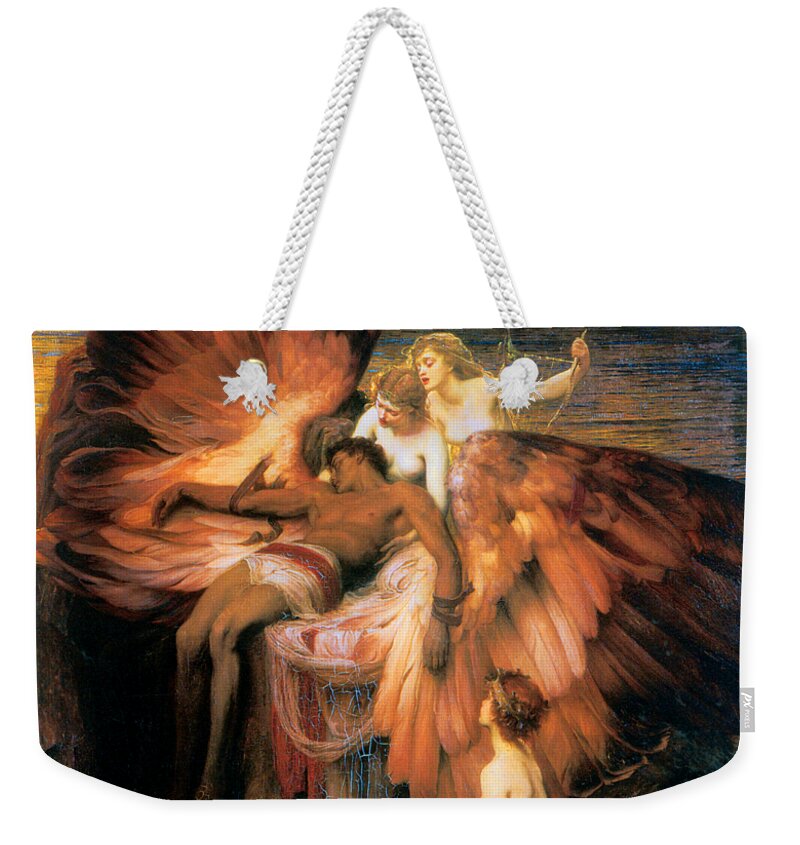Icarus Weekender Tote Bag featuring the painting The Lament for Icarus 1898 by Herbert James Draper