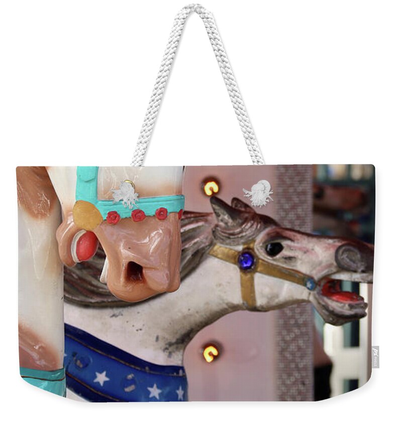 Carousel Weekender Tote Bag featuring the photograph The Last Ride by M Kathleen Warren
