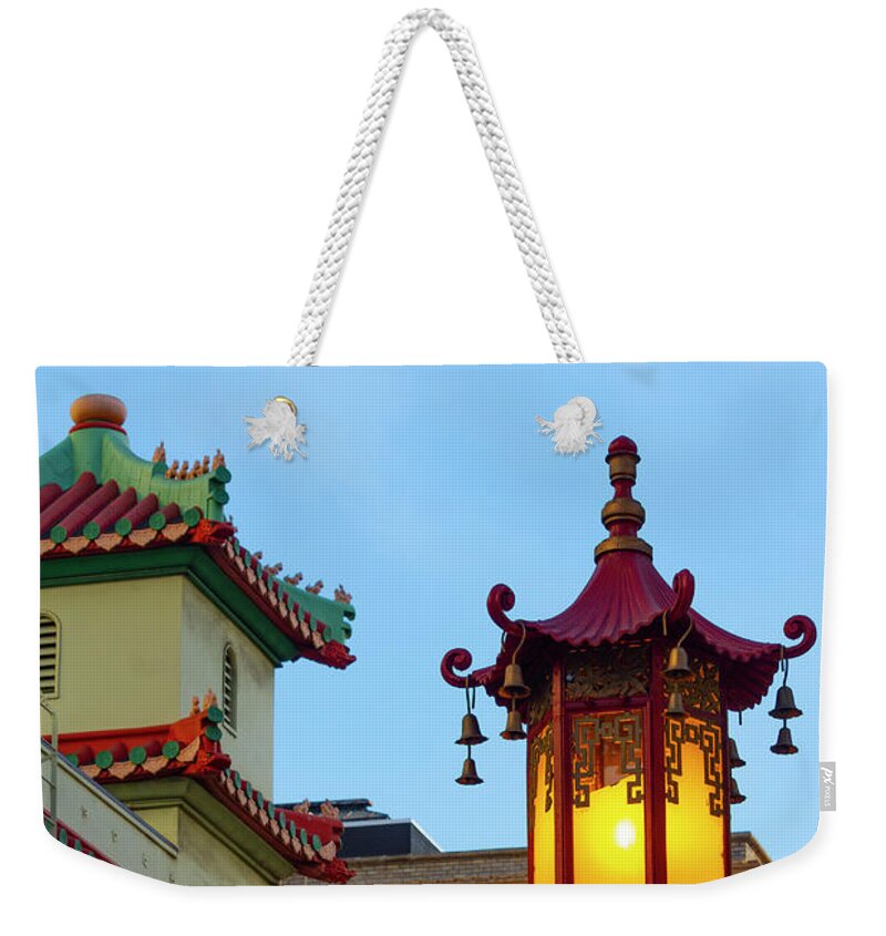 Lantern Weekender Tote Bag featuring the photograph The Light of Chinatown by Bonnie Follett