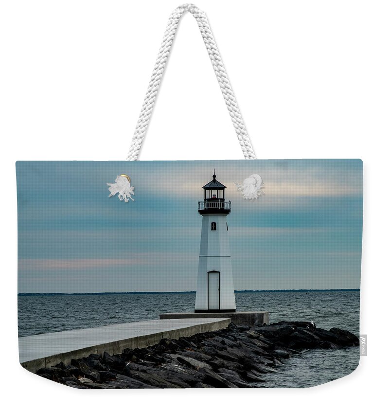 Jetty Weekender Tote Bag featuring the photograph The Little Lighthouse by Cathy Kovarik
