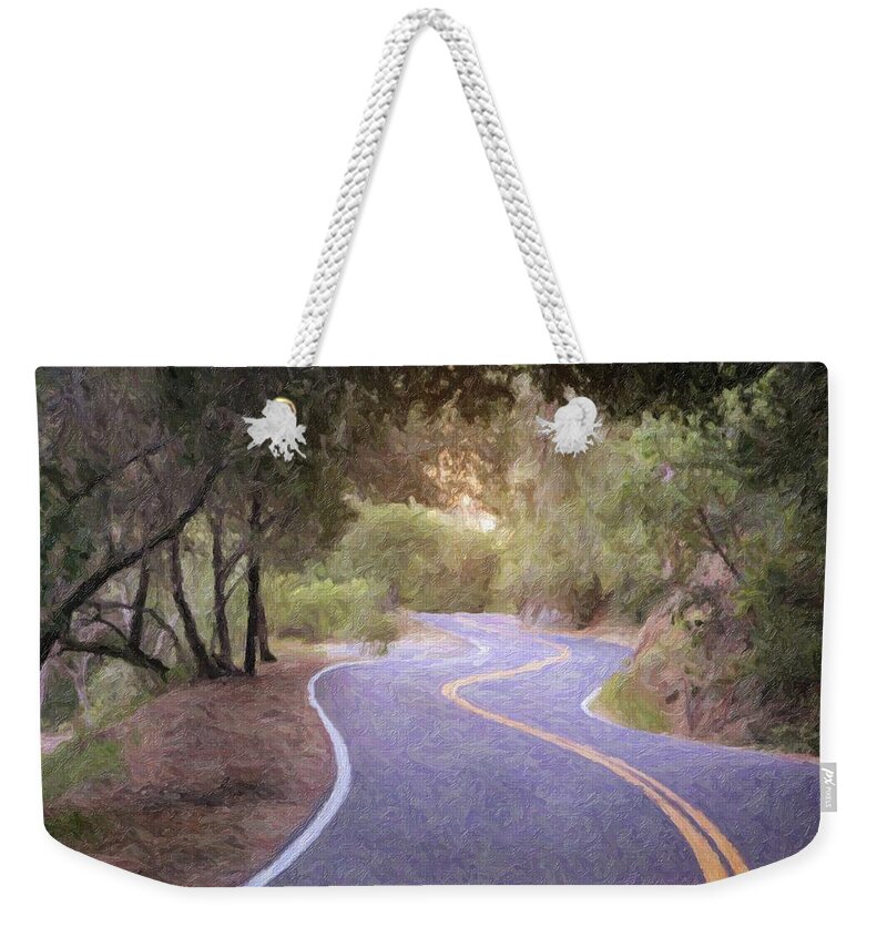 Rural Weekender Tote Bag featuring the photograph The Long and Winding Road by Carolyn Ann Ryan