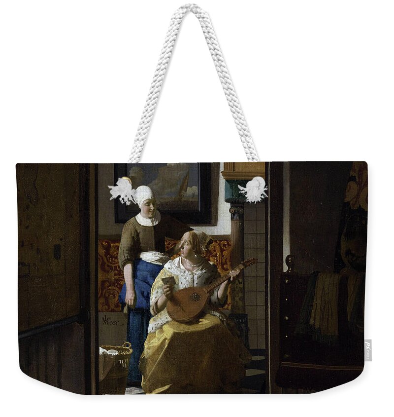 1670 Weekender Tote Bag featuring the painting The Love Letter by Vermeer
