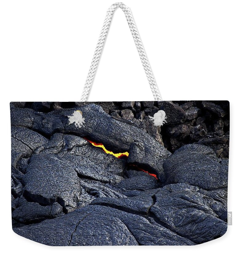 Volcano Weekender Tote Bag featuring the photograph The lurking flame by Christopher Mathews