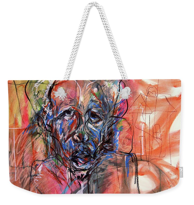 African Art Weekender Tote Bag featuring the painting The Man I See by Winston Saoli 1950-1995