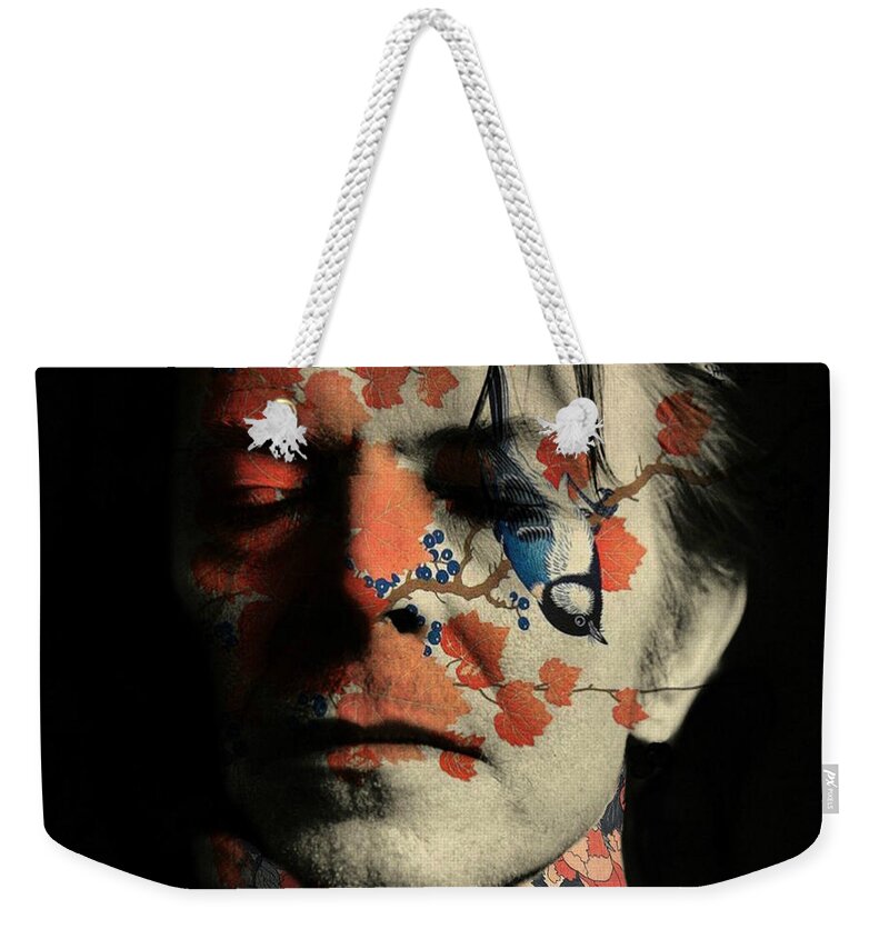 David Bowie Weekender Tote Bag featuring the mixed media The Man Who Sold The World by Paul Lovering