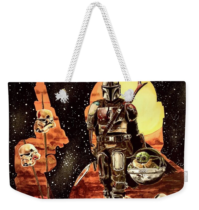 Star Wars Weekender Tote Bag featuring the painting The Mandalorian by Joel Tesch