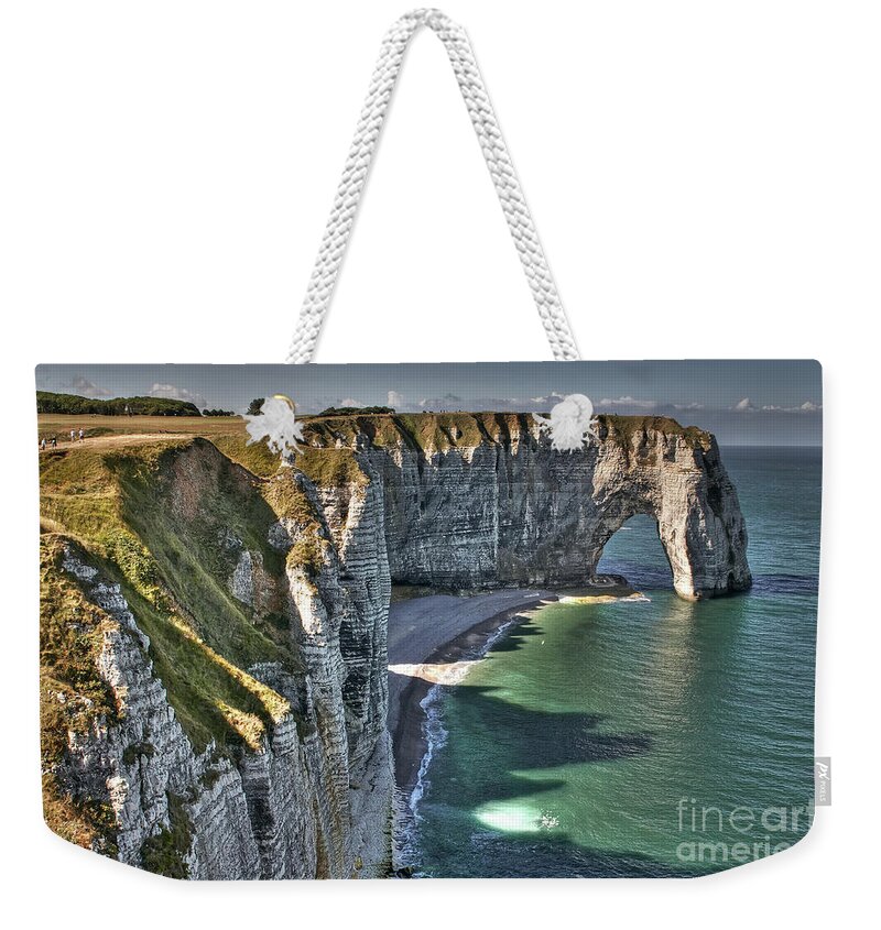 France Weekender Tote Bag featuring the photograph The Manneporte Normandy's White Cliffs - Etretat - France by Paolo Signorini