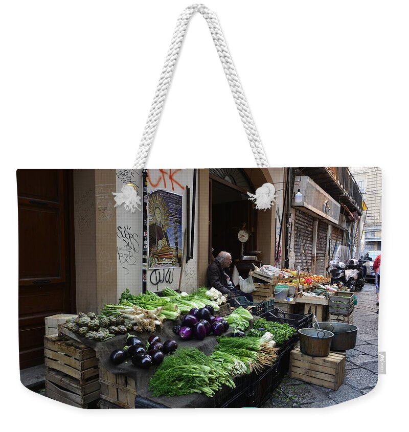 Market Weekender Tote Bag featuring the photograph The Market in Palermo, Sicily by Regina Muscarella