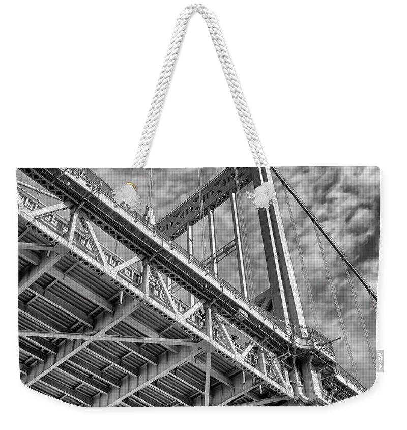 Triboro Bridge Weekender Tote Bag featuring the photograph The Mighty Triboro Bridge by Cate Franklyn