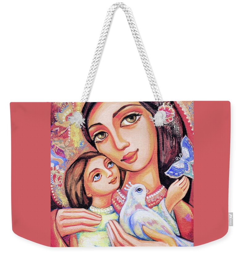 Mother And Child Weekender Tote Bag featuring the painting The Miracle of Love by Eva Campbell
