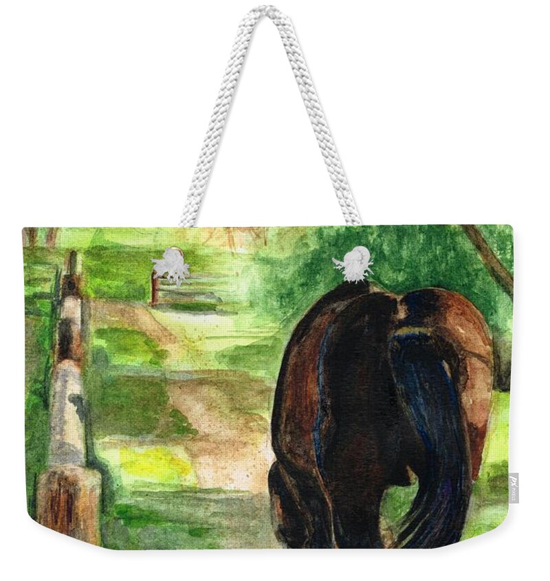 Horse Art Weekender Tote Bag featuring the painting The Morning Stroll by Frances Marino