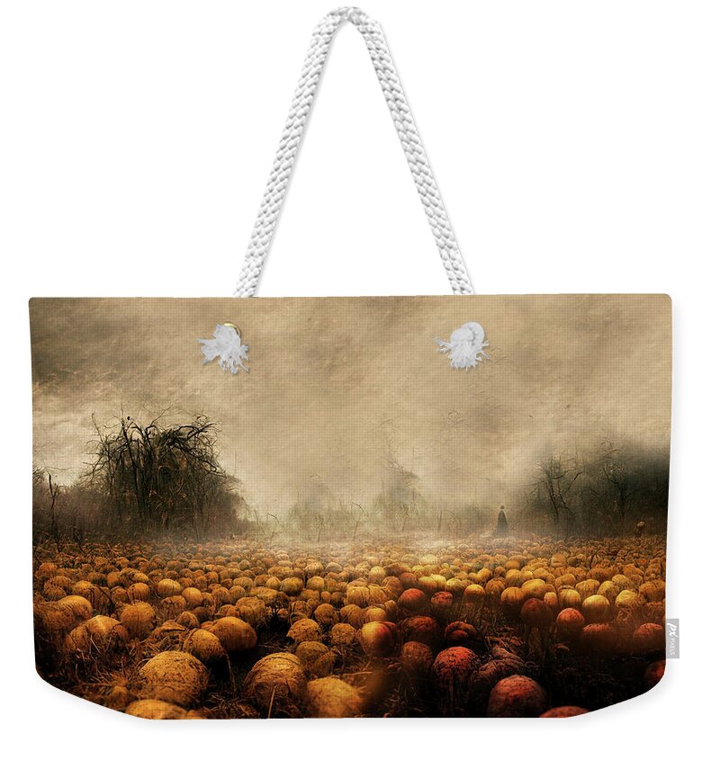 Halloween Weekender Tote Bag featuring the mixed media The Mysterious Field of Pumpkins by Colleen Taylor
