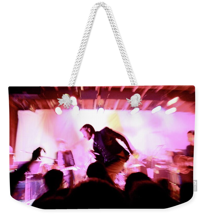 The National Weekender Tote Bag featuring the photograph The National at Bell House by Chris Goldberg