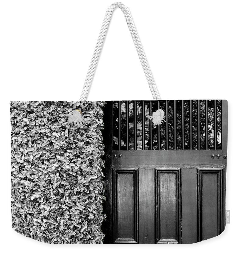 Charleston Weekender Tote Bag featuring the photograph THE NEIGHBOURHOODS GATE Charleston SC by William Dey