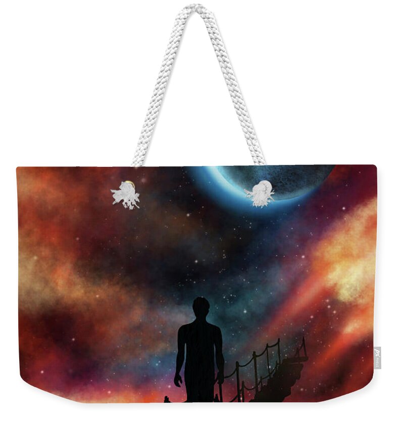 Nebula Weekender Tote Bag featuring the painting The Next Right Step by Rachel Emmett
