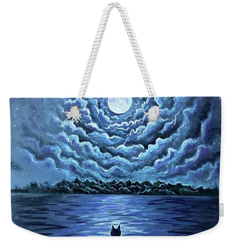 Cat Weekender Tote Bag featuring the painting The Night Watch by Jim Figora