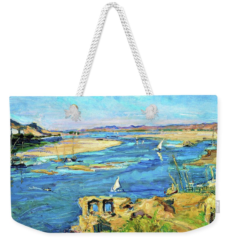 The Nile Near Aswan Weekender Tote Bag featuring the painting The Nile near Aswan - Digital Remastered Edition by Max Slevogt