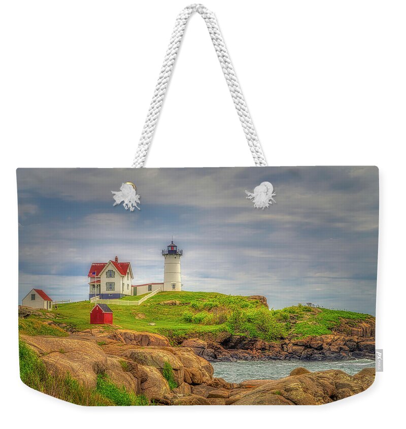 Nubble Lighthouse Weekender Tote Bag featuring the photograph The Nubble by Penny Polakoff