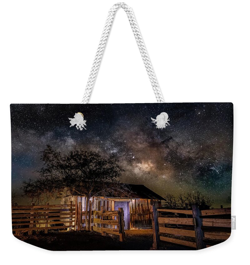 American Southwest Weekender Tote Bag featuring the photograph The Old Shed at Empire Ranch by James Capo