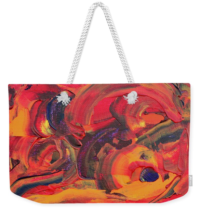 Red And Orange Weekender Tote Bag featuring the painting The Path 1 by Teresa Moerer